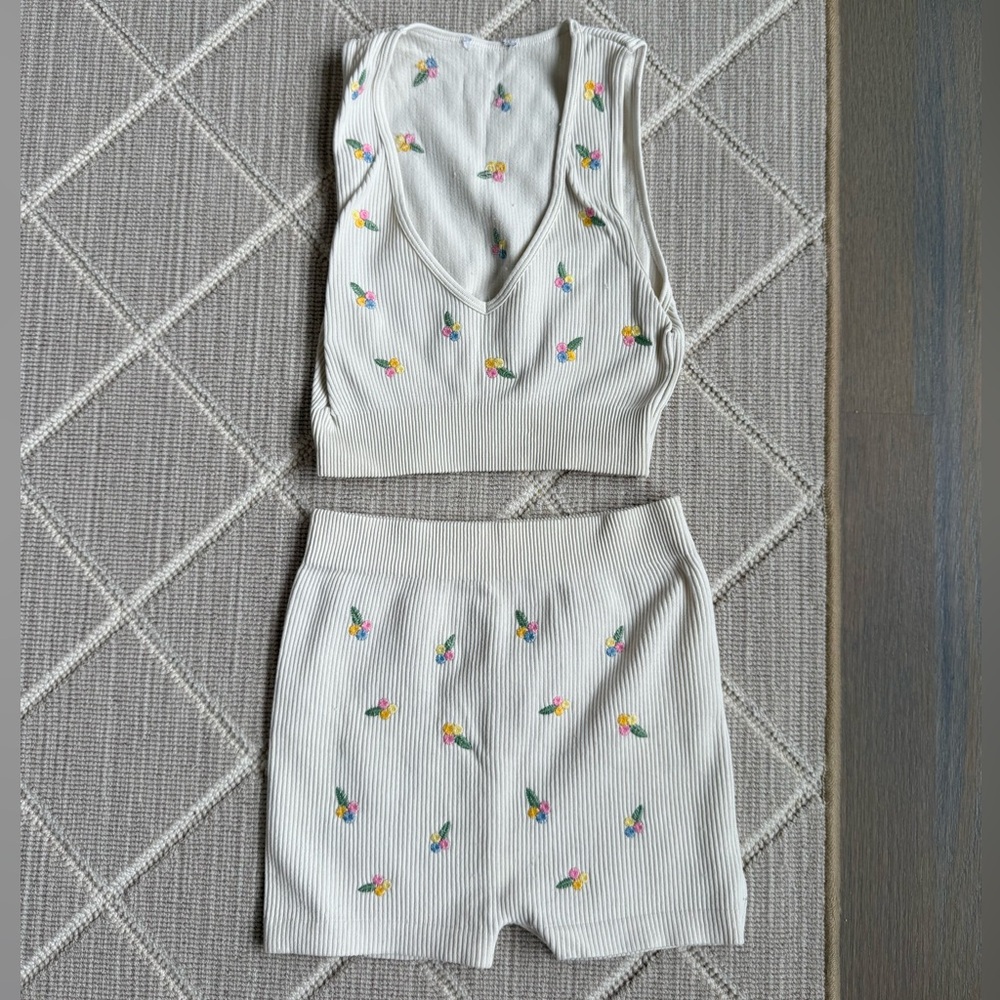 Zara Floral Embroidered Two-Piece Set